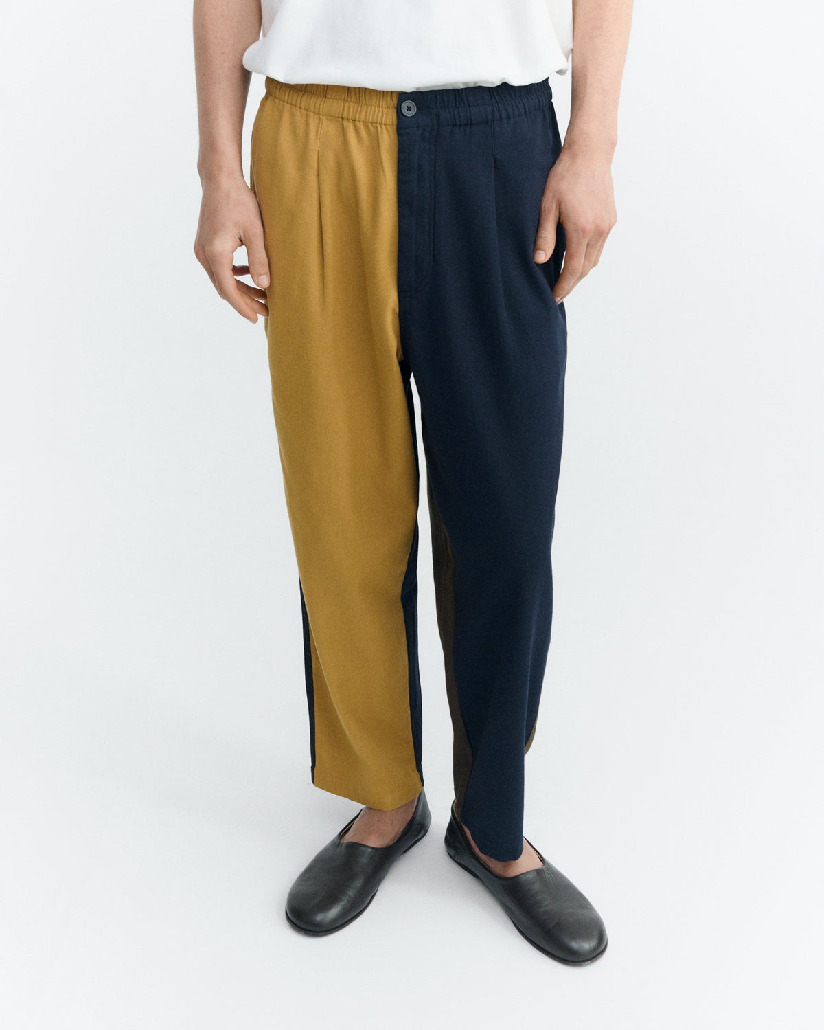Pantalon Ample Luc - Bleu Marine Et Jaune
