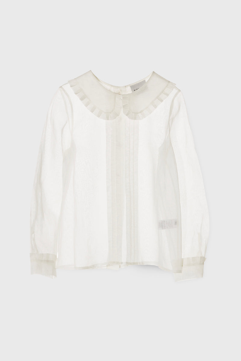 Blouse À Col En Organza - Blanc