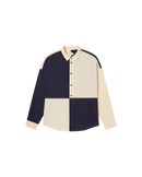 Camisa azul patched Haru sostenible  - silueta