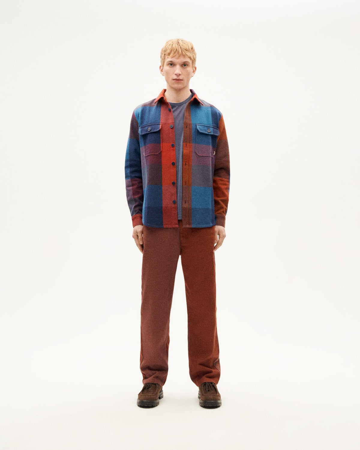 Lucas sustainable blue berry blanket overshirt-2