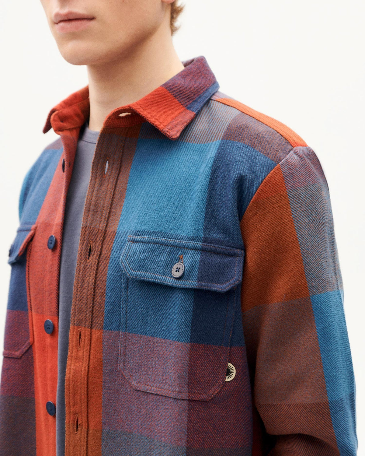 Lucas sustainable blue berry blanket overshirt-4