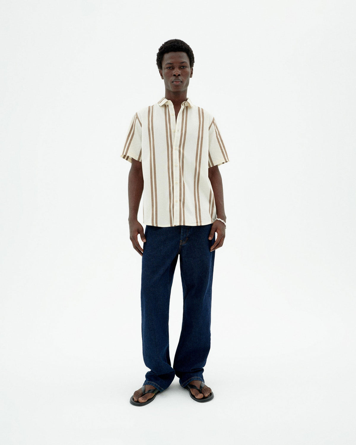 Gestreepte Popeline Blouse Tom - Bruin