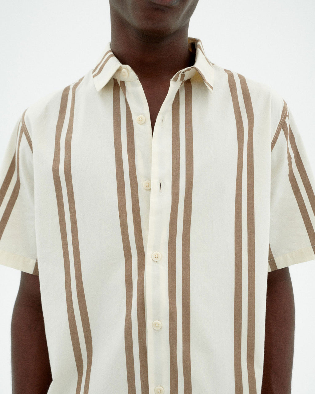 Gestreepte Popeline Blouse Tom - Bruin