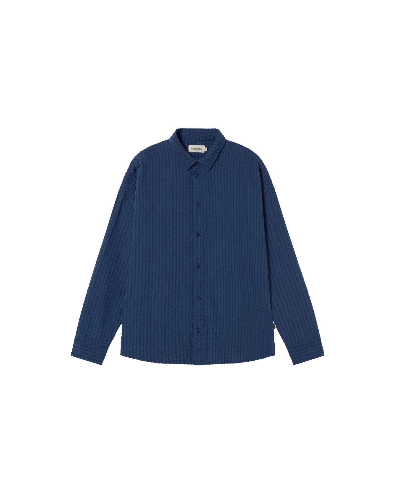 Camisa azul seersucker Haru sostenible - silueta 1