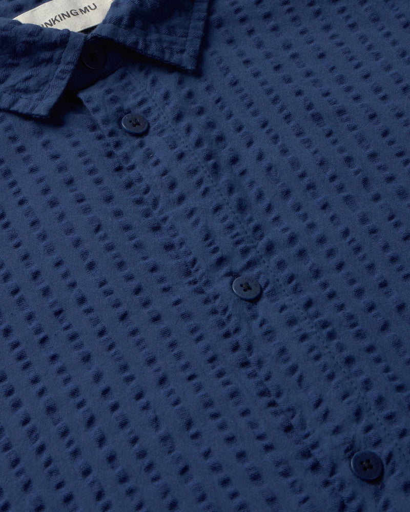 Camisa azul seersucker Haru sostenible - silueta 1