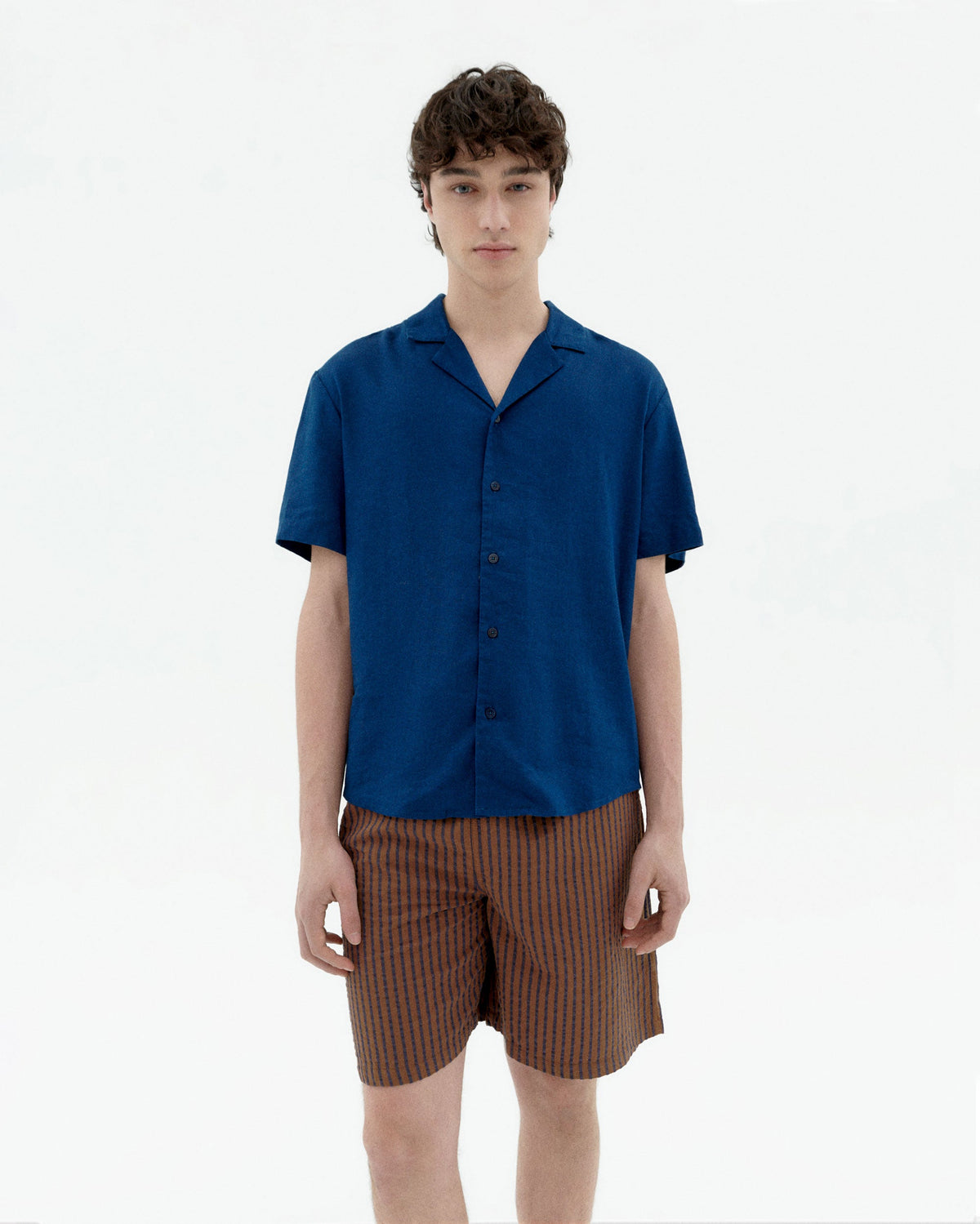 Camicia blu hemp Jules sostenibile-1