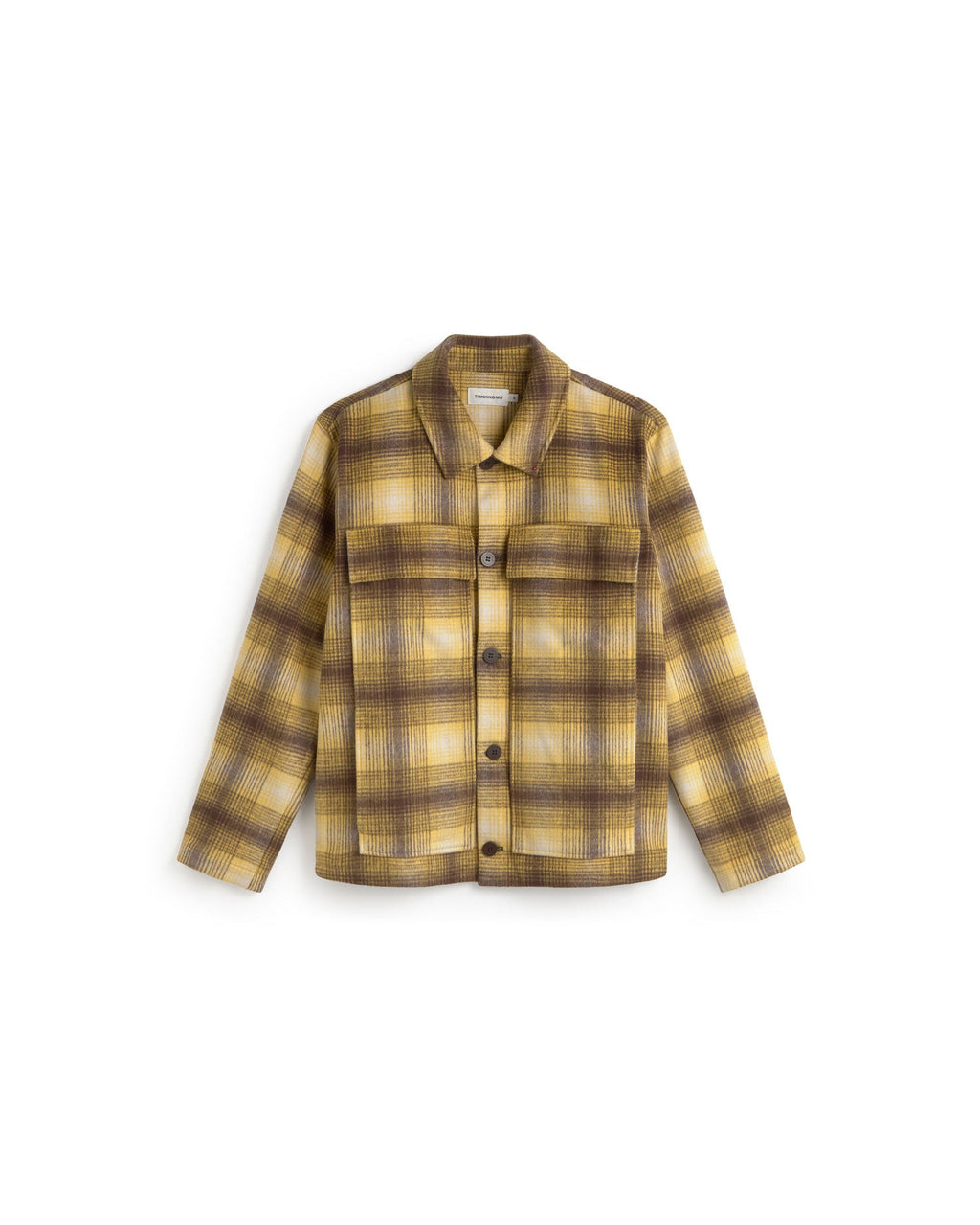 Sobrecamisa lana amarilla cuadros Omar sostenible silueta - 1