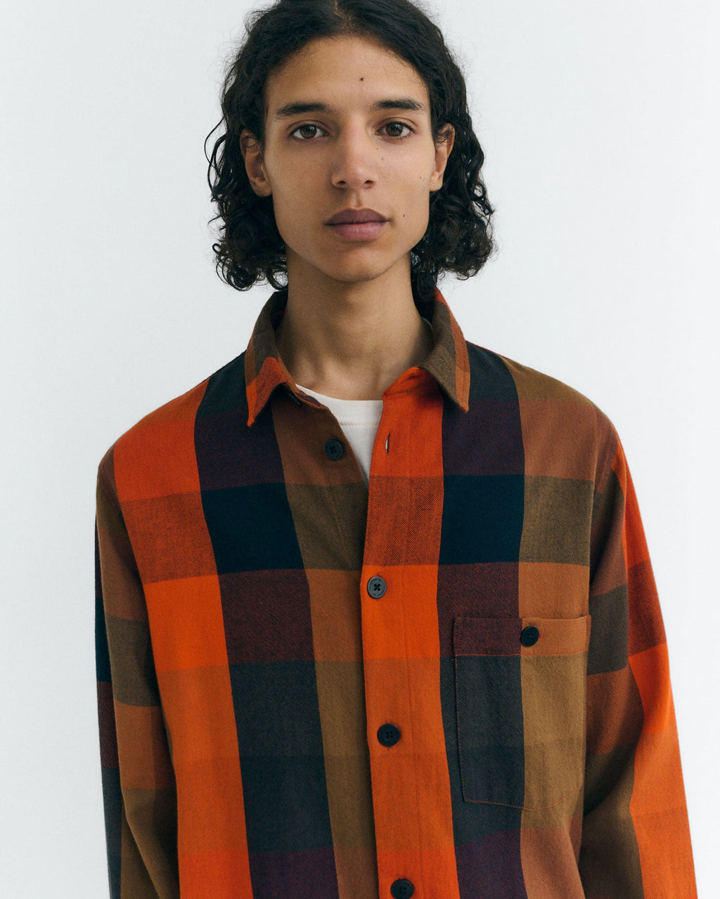 Theo Checked Shirt - Orange