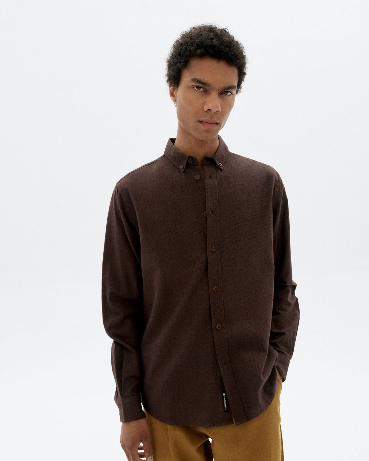 Camisa marrón microchecks Ant sostenible - 1