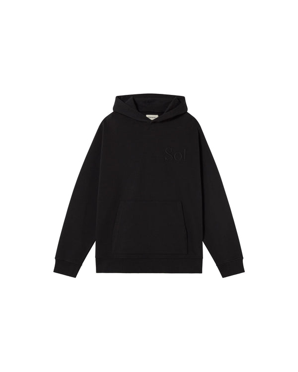 Sudadera capucha negra sol type Simon sostenible - silueta 1