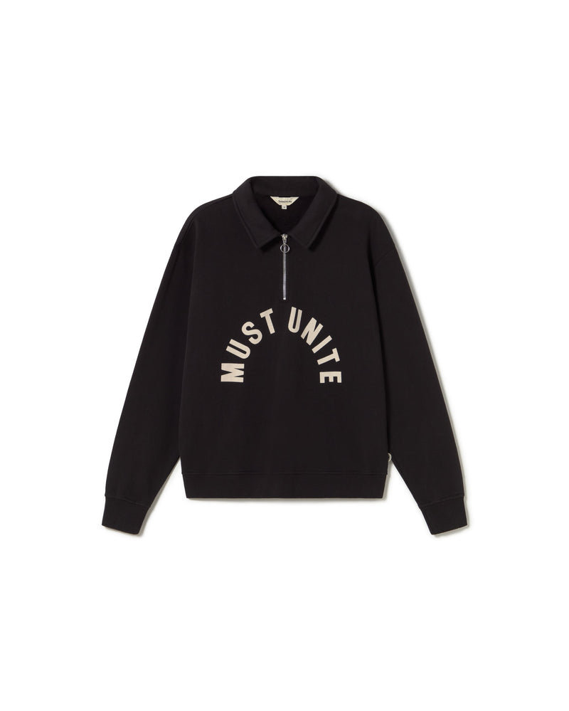 Sudadera negra must unite Gallagher sostenible - silueta 1