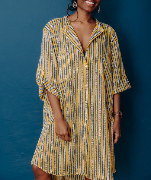 Robe De Plage Stripe - Jaune