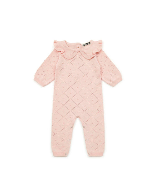 Combinaison Rose Bébé En Tricot Ajouré