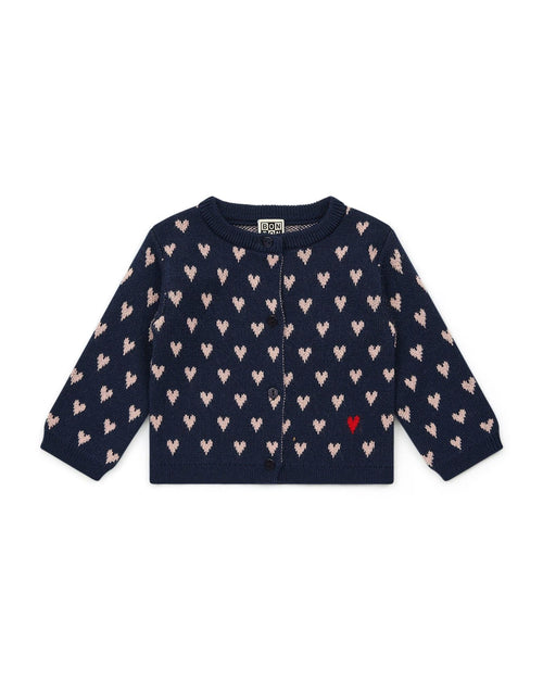 Cardigan Mylove Bleu Bébé Imprimé Cœurs