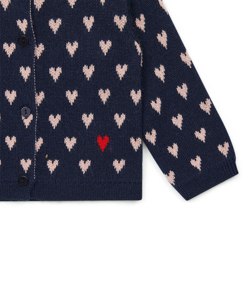 Cardigan Mylove Bleu Bébé Imprimé Cœurs