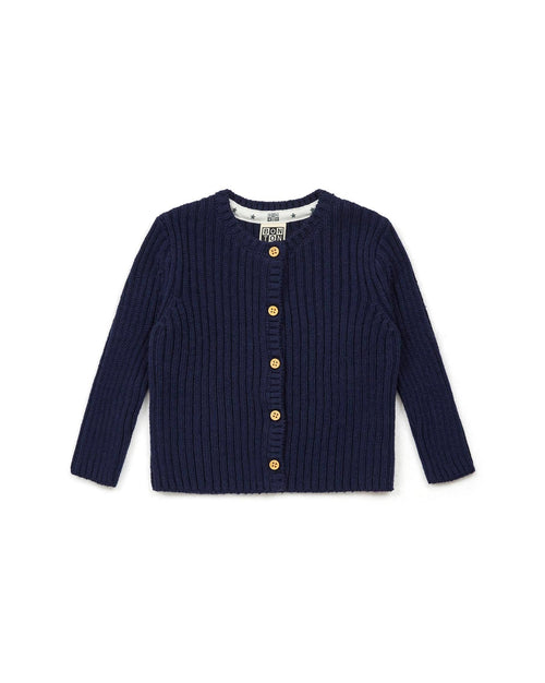 Cardigan Mouton Bleu Bébé À Côtes