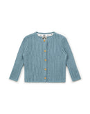 Cardigan Mouton Bleu Bébé À Côtes