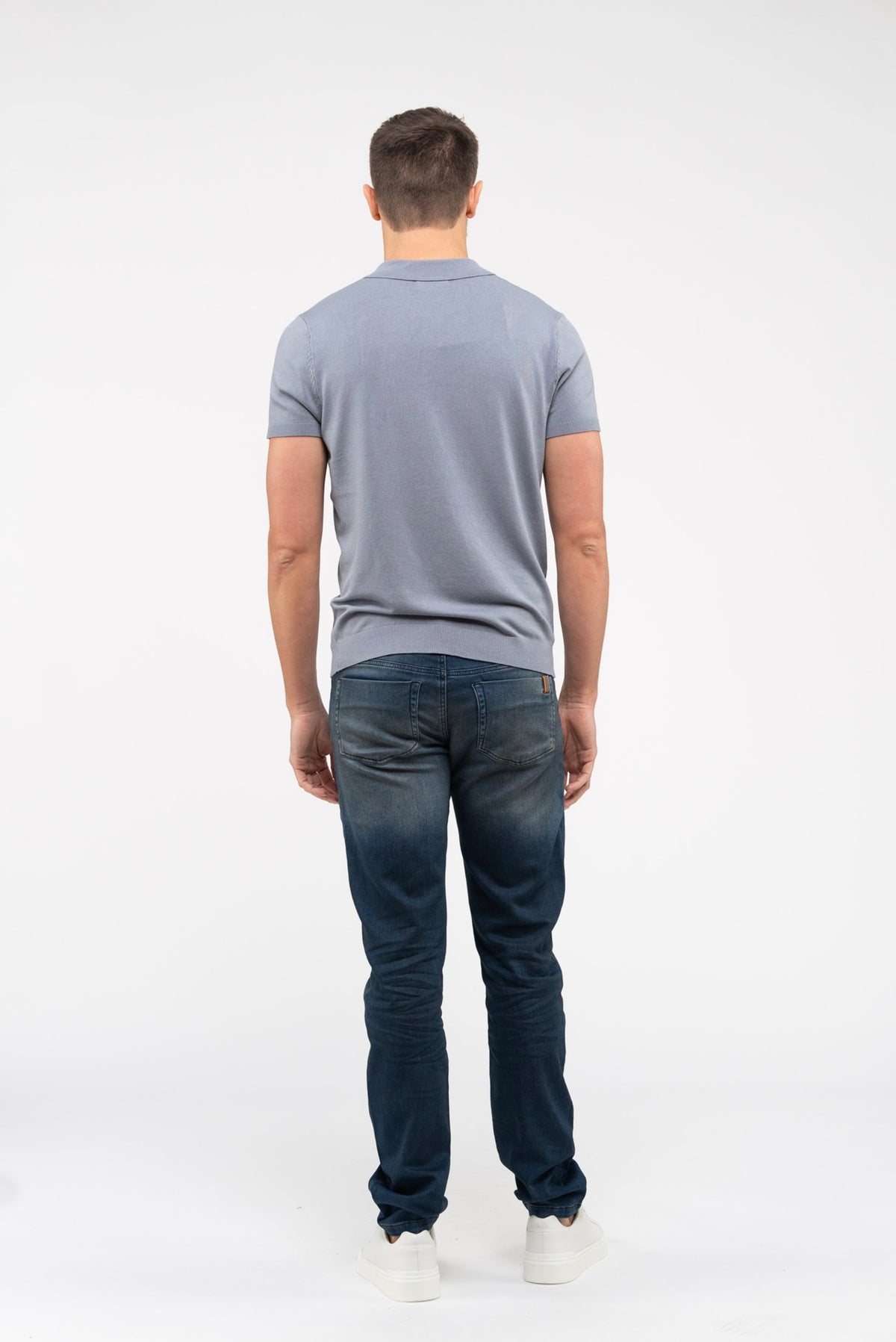 Men's Nobilis Denim Fitted Straight-Leg Trousers - Coated Blue