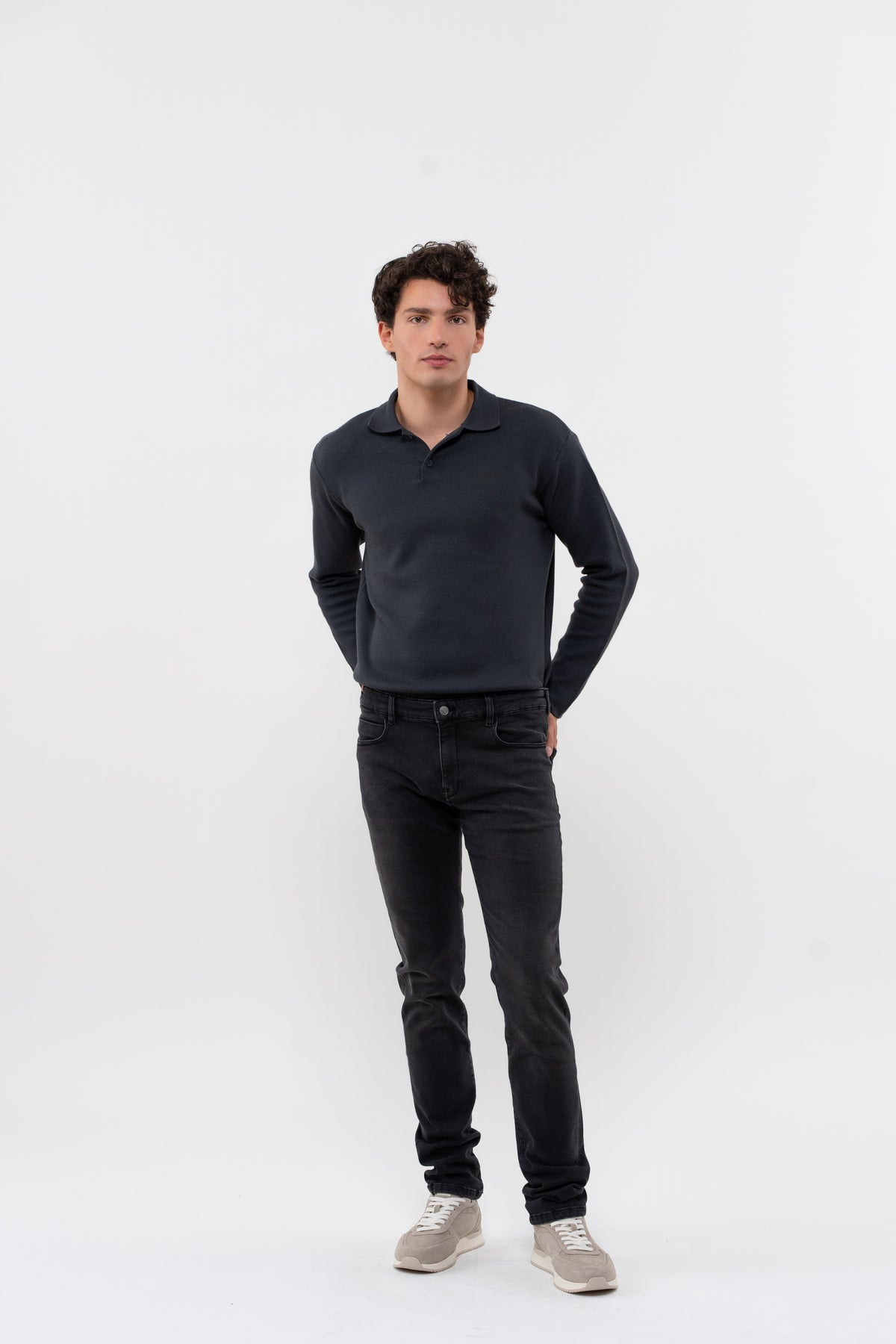 Pantalon Droit Ajusté Nobilis Denim Stretch - Gris - Homme