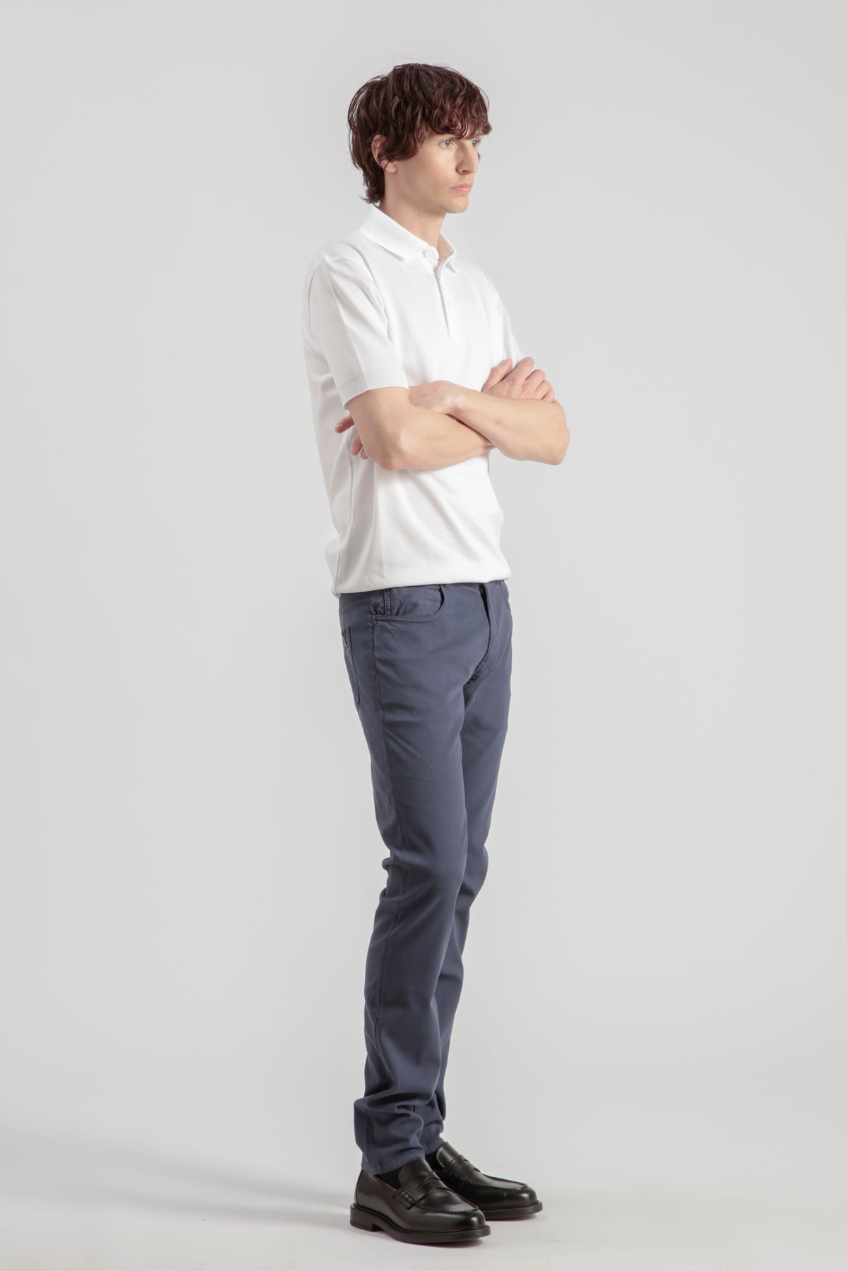 Pantalon Droit Ajusté Nobilis Piqué de Coton - Bleu Petrol - Homme