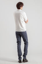 Pantalon Droit Ajusté Nobilis Piqué de Coton - Bleu Petrol - Homme