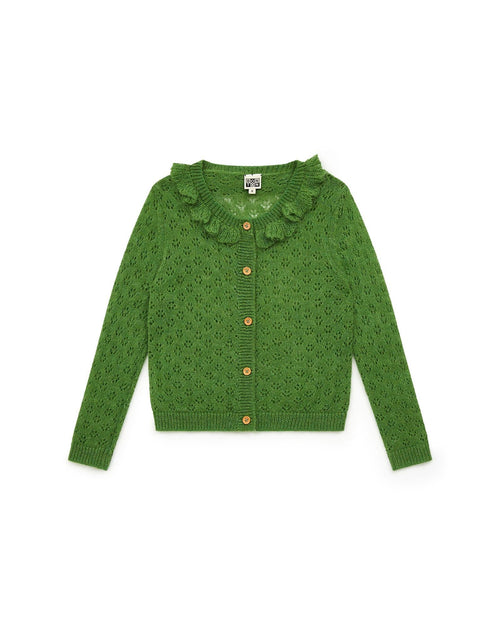 Cardigan Corolle Vert En Tricot Ajouré