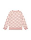 Pull Damier Rose En Tricot Jacquard