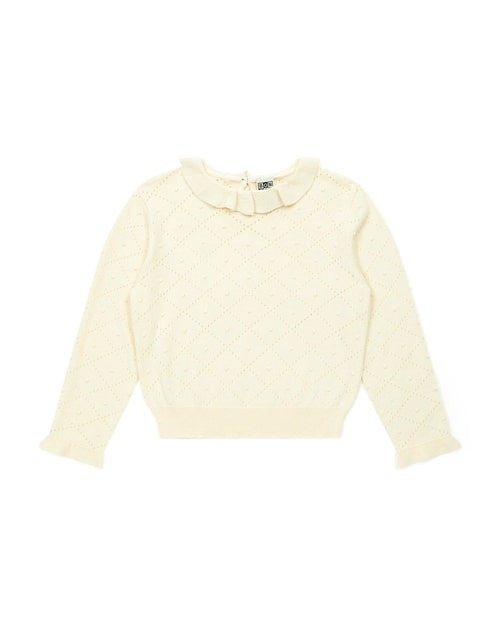 Pull Froufrou Beige En Tricot Ajouré