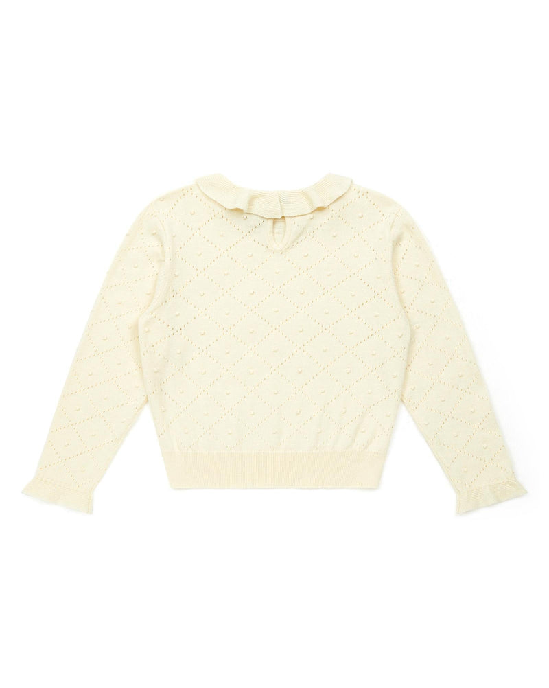 Pull Froufrou Beige En Tricot Ajouré