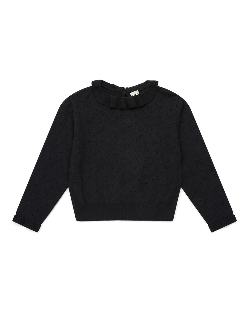 Pull Froufrou Noir En Tricot Ajouré