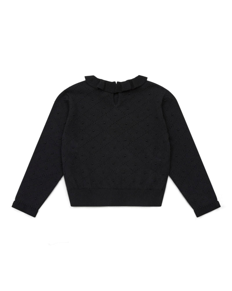 Pull Froufrou Noir En Tricot Ajouré