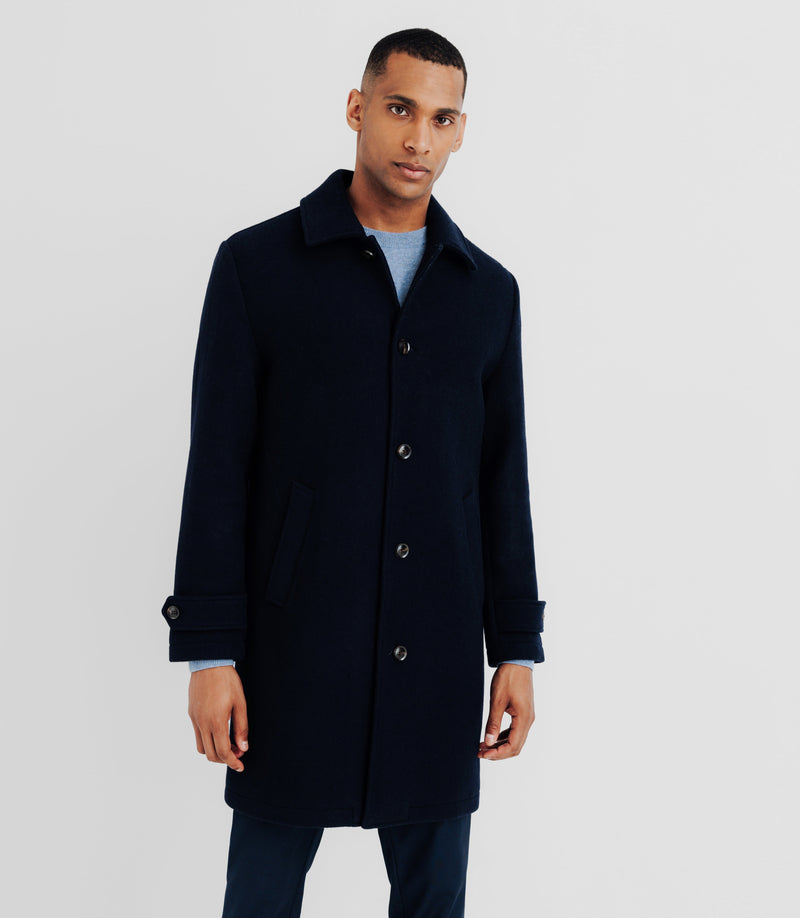 Manteau Long Droit Marine