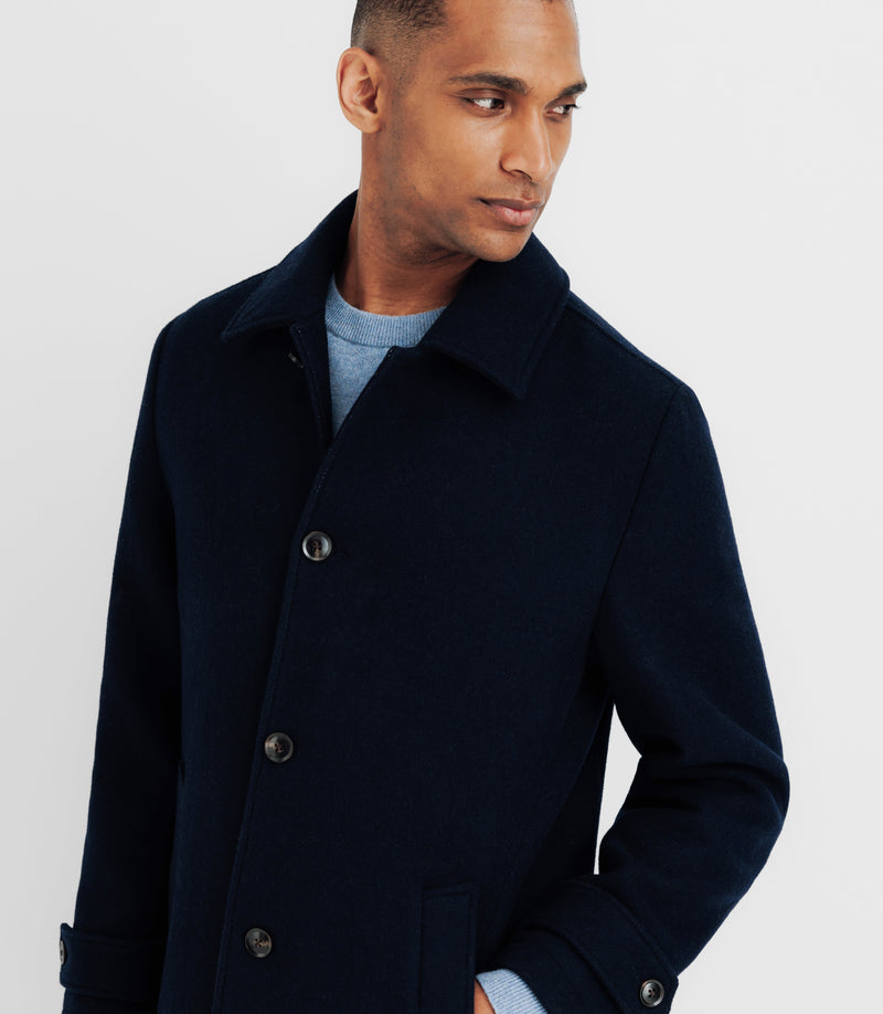 Manteau Long Droit Marine