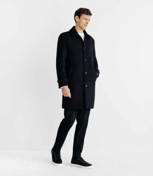 Manteau long droit noir - IZAC