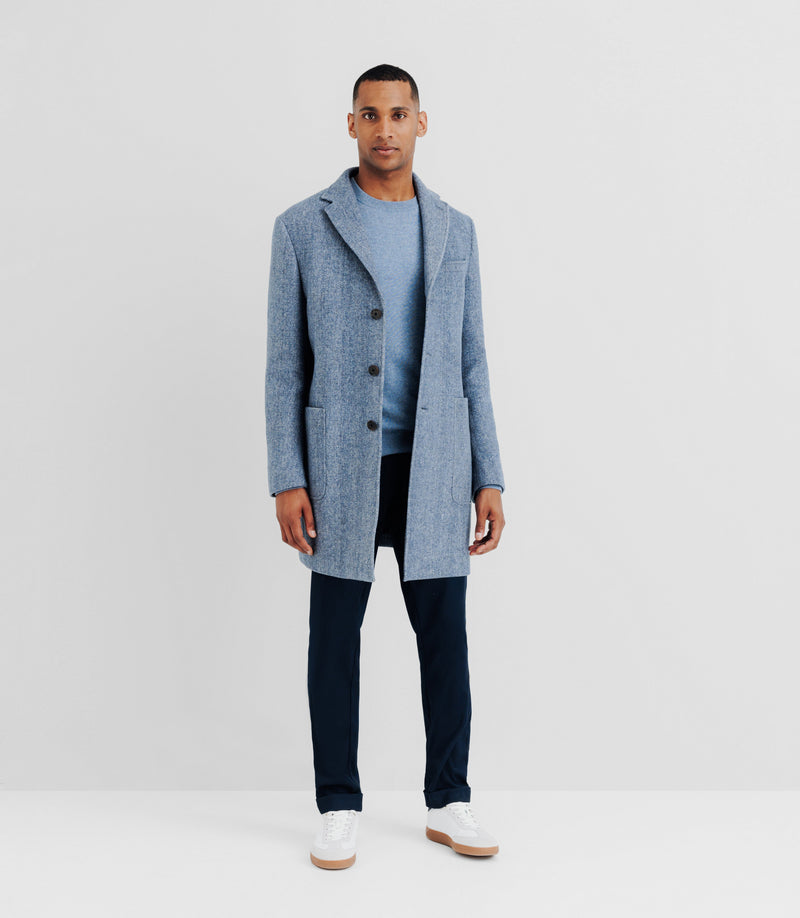 Manteau En Laine Avec Boutons Bleu