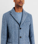 Manteau En Laine Avec Boutons Bleu