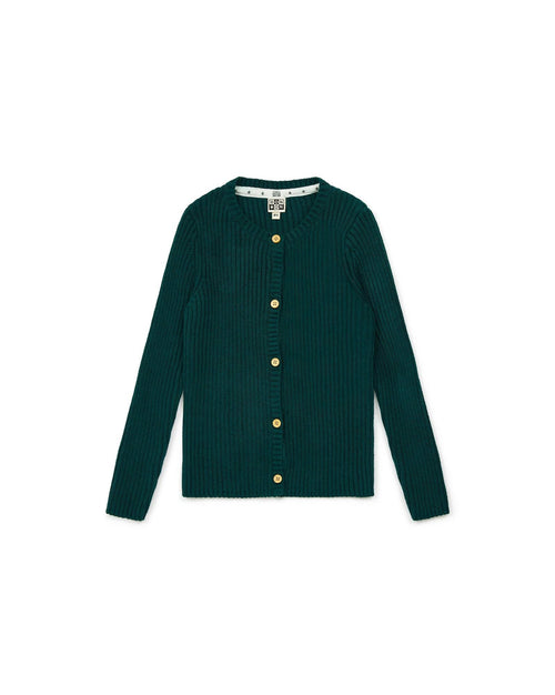 Cardigan Mouton Vert En Tricot Côtes