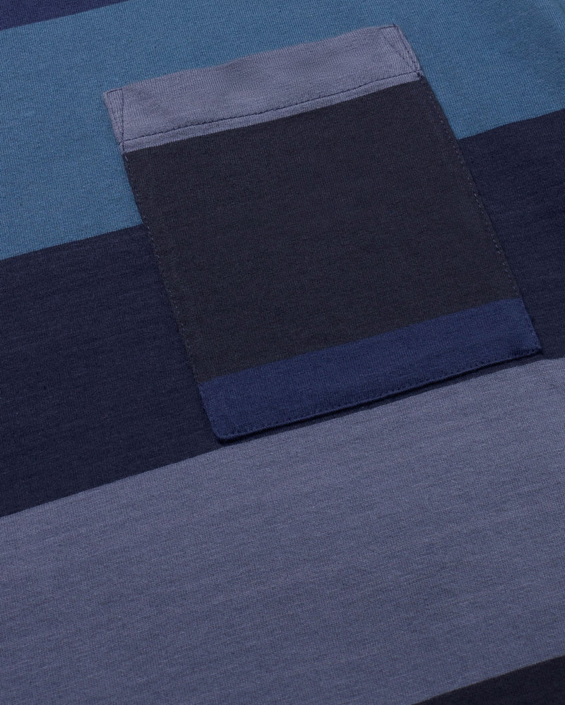 Camiseta rayas azules multicolor Aaron sostenible - silueta 2