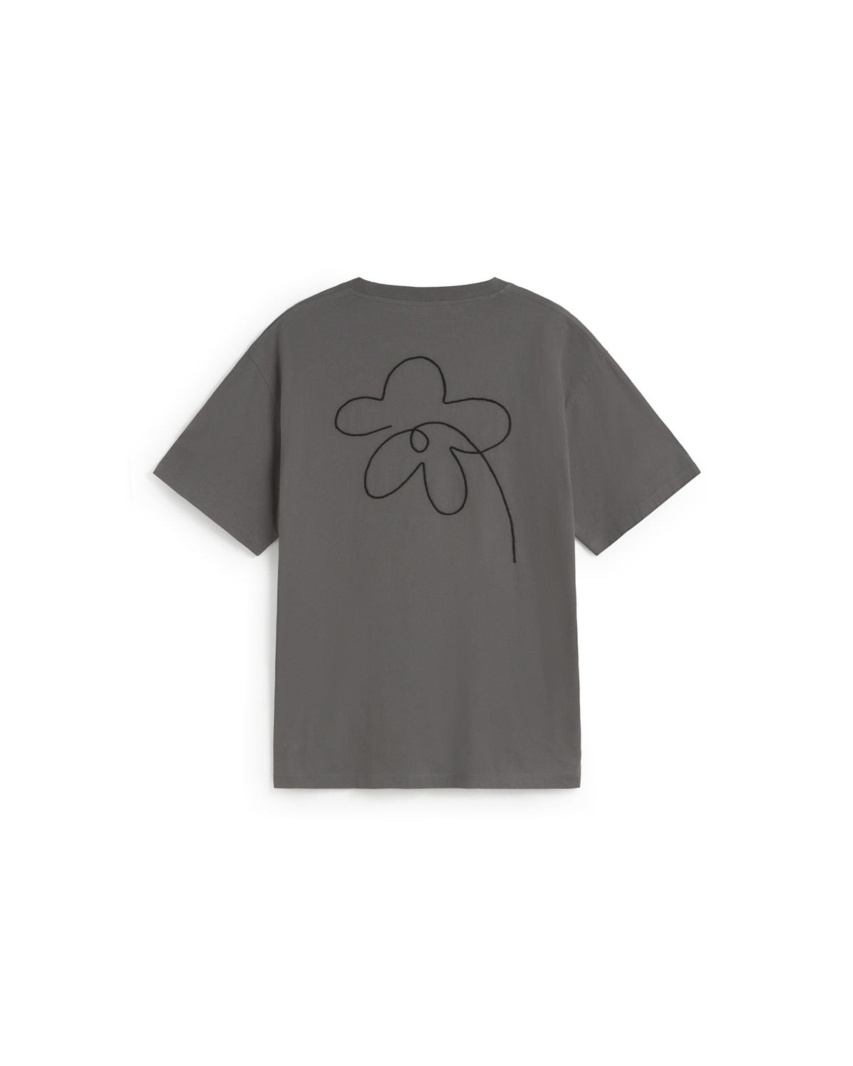 Camiseta bordada a mano flor Aaron - Gris