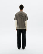 Camiseta bordada a mano flor Aaron - Gris