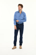 Pantalon Droit Ajusté Nobilis Corduroy - Bleu Indigo - Homme