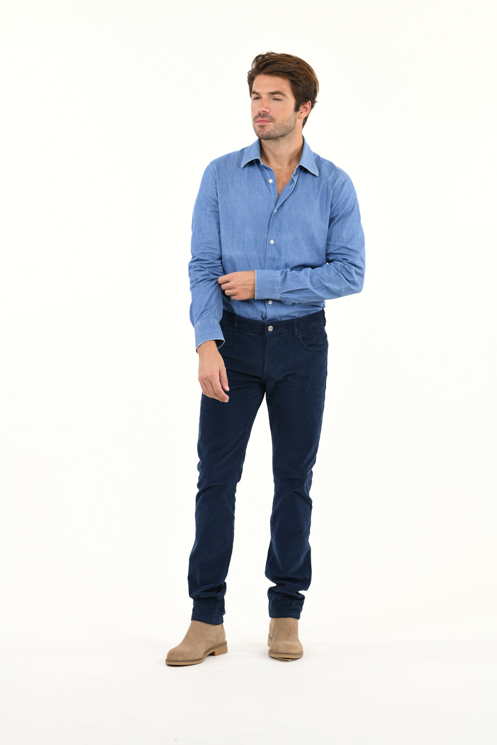 Pantalon Droit Ajusté Nobilis Corduroy - Bleu Indigo - Homme