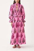 Robe Longue Smockée Muguet - Rose