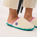 Women's Sherpa Slippers - Beige and Purple