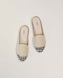 Mule femme laine, beige léopard Angarde packshot haut