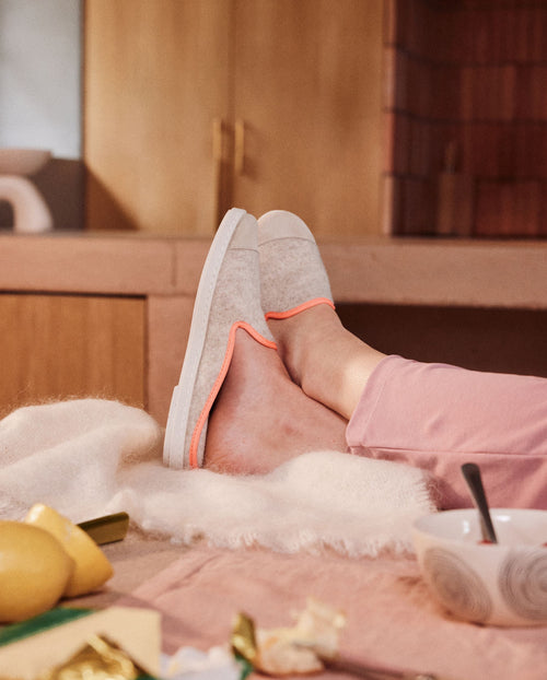 Mule Aime - Laine Beige Rose Fluo - Femme