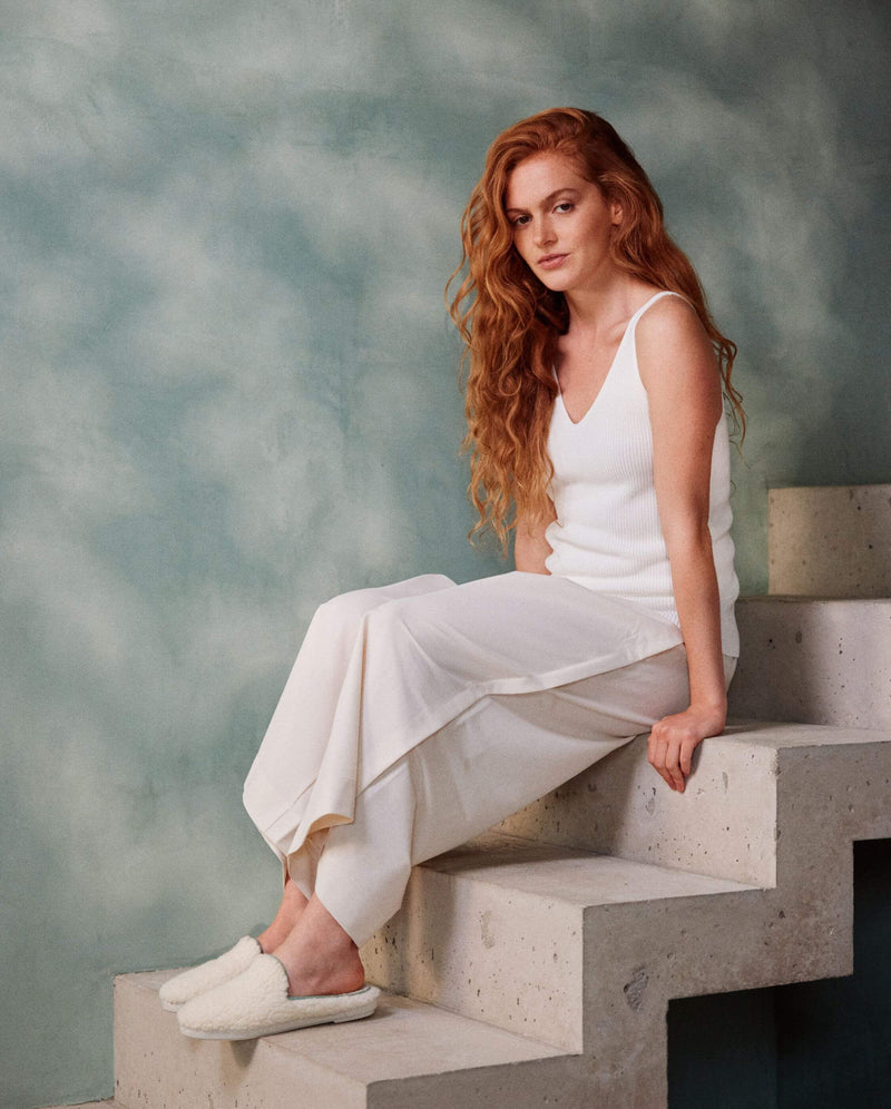 Mule Aime - Bouclette De Laine Sauge - Femme