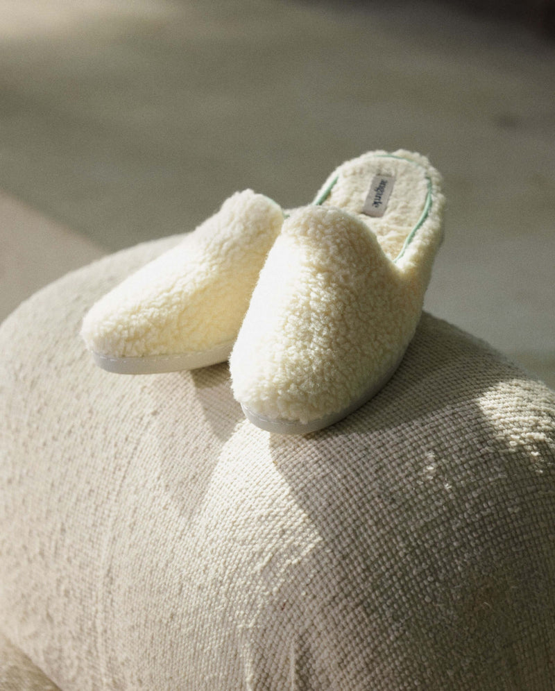 Mule Aime - Bouclette De Laine Sauge - Femme