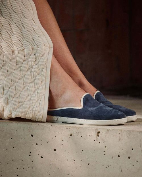 Mule Aime - Cuir Bleu Jean - Femme