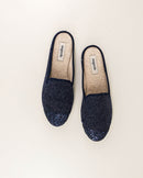 Women's wool mule, navy glitter top Angarde